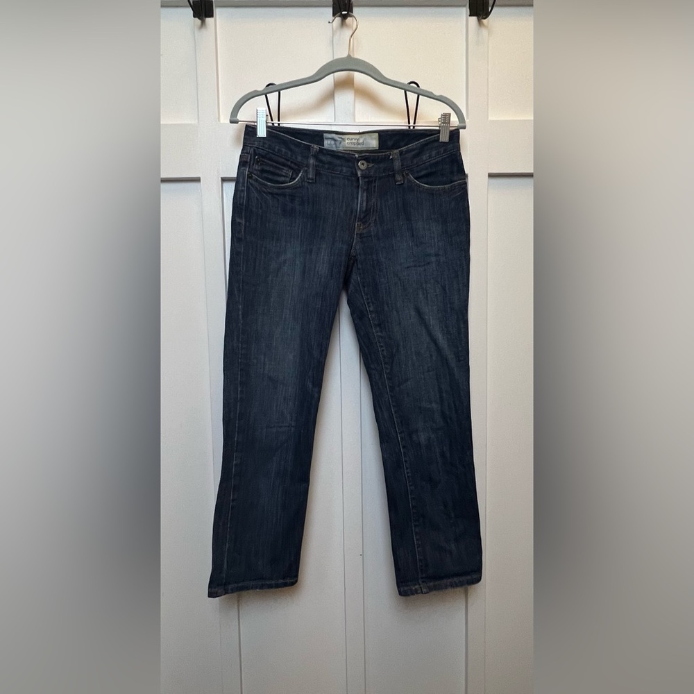 Ann Taylor Loft Womens Curvy Cropped Ankle Dark Wash Jeans Size 2 Summer Classic